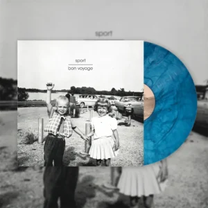 Vinyl version of SPORT – Bon Voyage with monochrome sleeve and blue vinyl