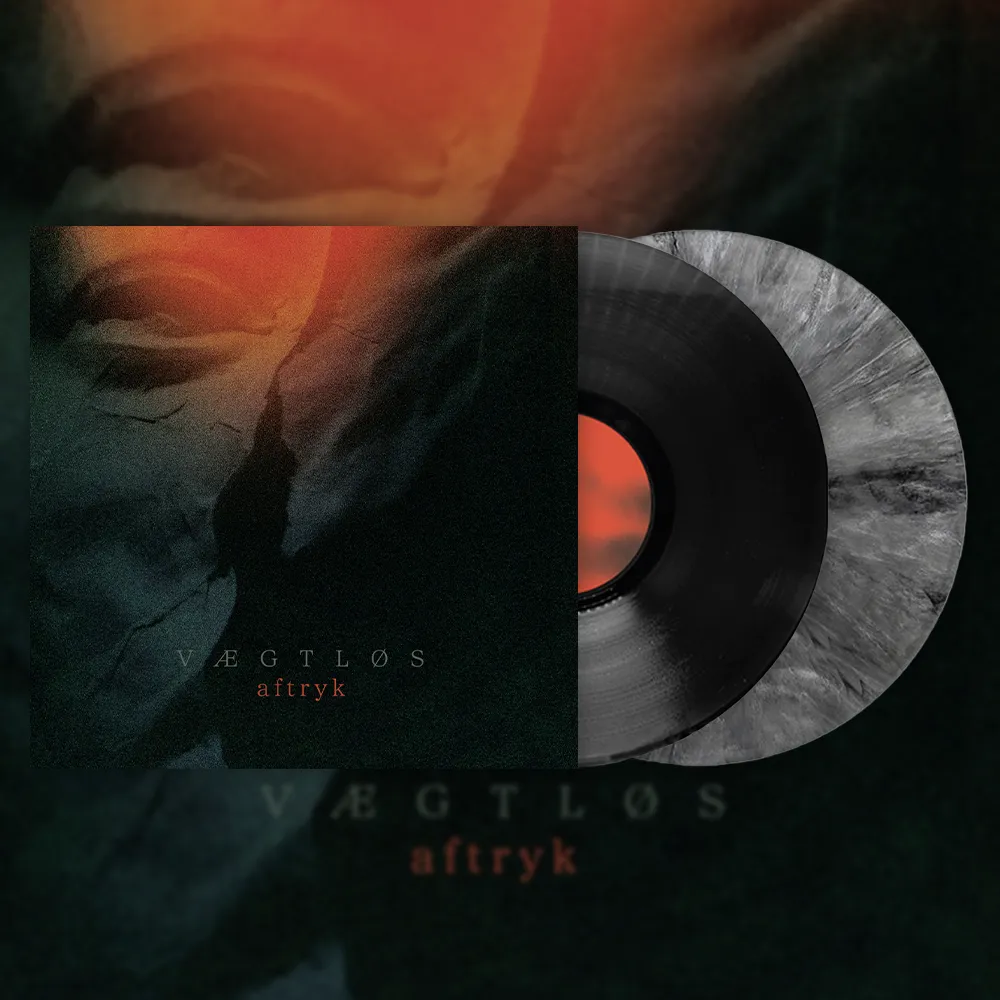 Vinyl variants in black and grey for Vægtløs – Aftryk